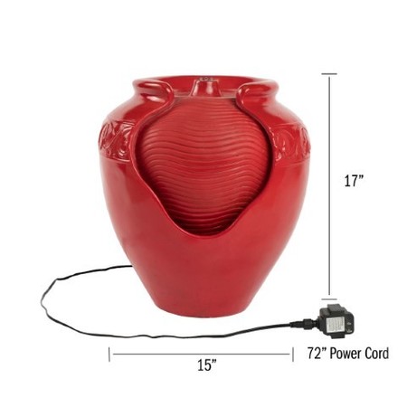 Nature Spring Jar Water Fountain, Ceramic Glazed Pot Resin, Electric Pump/ LED Lights, Indoor/Outdoor
Imperial Red 541260JPL
